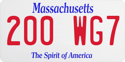 MA license plate 200WG7