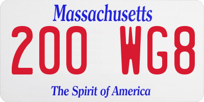 MA license plate 200WG8