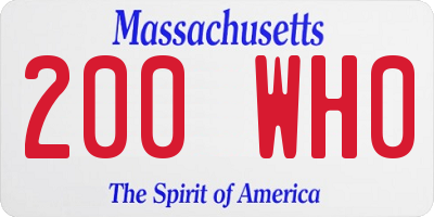 MA license plate 200WH0