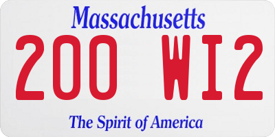 MA license plate 200WI2