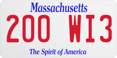 MA license plate 200WI3