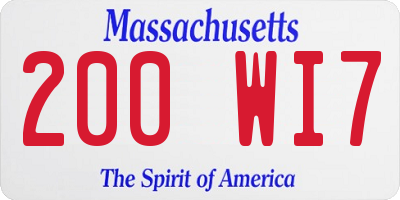 MA license plate 200WI7