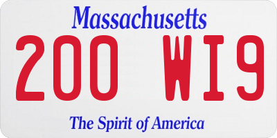 MA license plate 200WI9