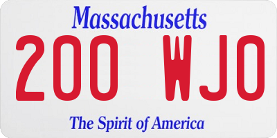 MA license plate 200WJ0