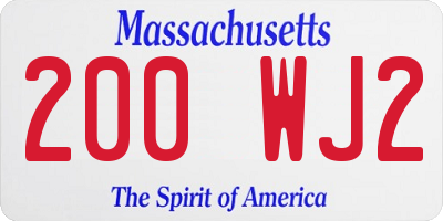 MA license plate 200WJ2