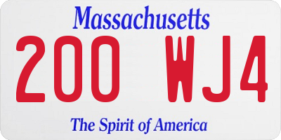 MA license plate 200WJ4