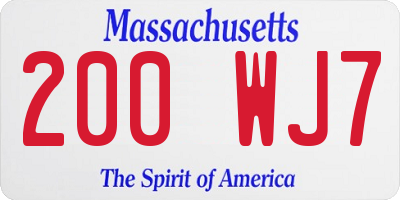 MA license plate 200WJ7