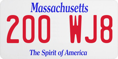 MA license plate 200WJ8