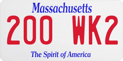 MA license plate 200WK2