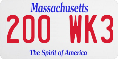MA license plate 200WK3