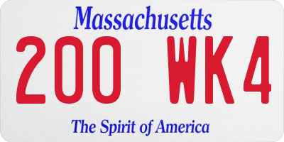 MA license plate 200WK4