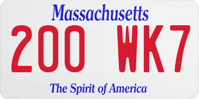 MA license plate 200WK7
