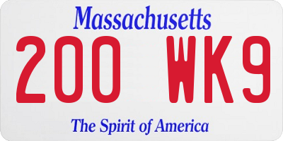 MA license plate 200WK9
