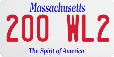 MA license plate 200WL2