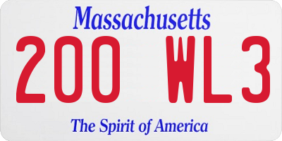 MA license plate 200WL3