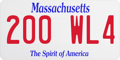 MA license plate 200WL4