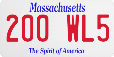 MA license plate 200WL5