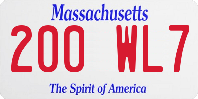 MA license plate 200WL7