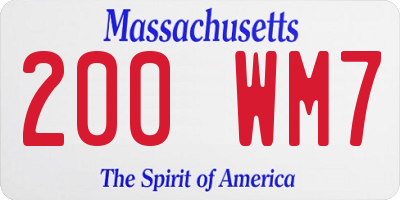 MA license plate 200WM7
