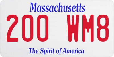 MA license plate 200WM8