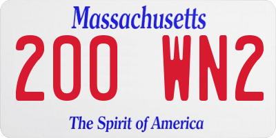 MA license plate 200WN2