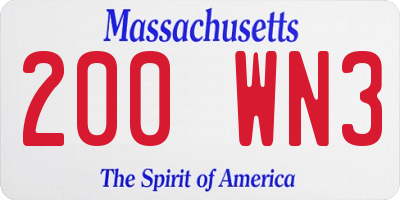 MA license plate 200WN3