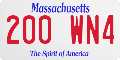 MA license plate 200WN4