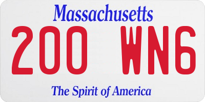 MA license plate 200WN6