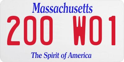 MA license plate 200WO1
