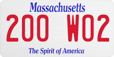 MA license plate 200WO2
