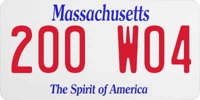 MA license plate 200WO4