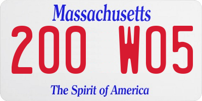MA license plate 200WO5