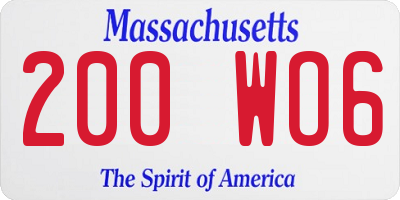 MA license plate 200WO6