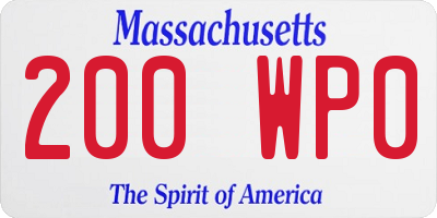 MA license plate 200WP0