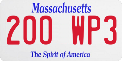 MA license plate 200WP3