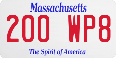 MA license plate 200WP8