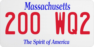 MA license plate 200WQ2