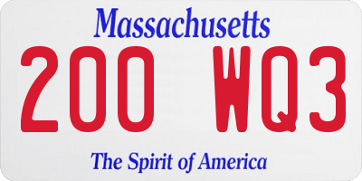 MA license plate 200WQ3