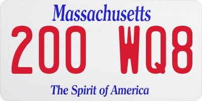 MA license plate 200WQ8