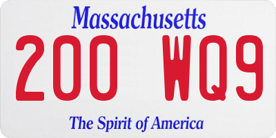 MA license plate 200WQ9