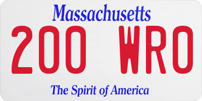 MA license plate 200WR0