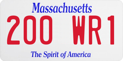 MA license plate 200WR1