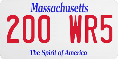 MA license plate 200WR5