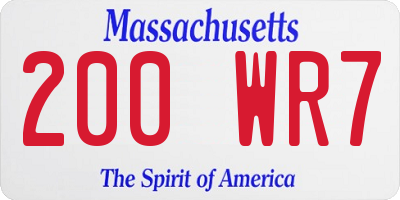 MA license plate 200WR7