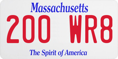 MA license plate 200WR8