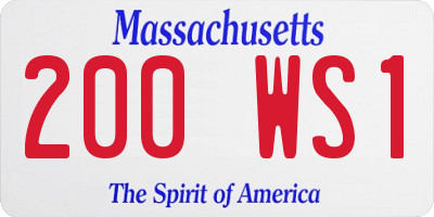 MA license plate 200WS1