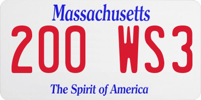 MA license plate 200WS3