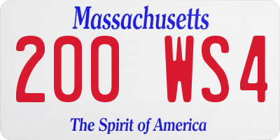 MA license plate 200WS4