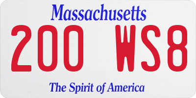 MA license plate 200WS8