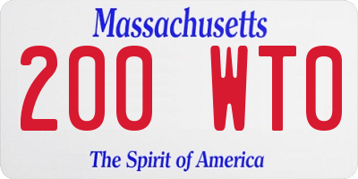 MA license plate 200WT0